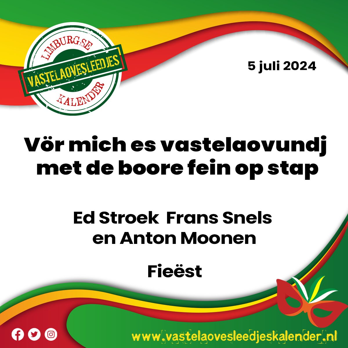 Vör mich es vastelaovundj met de boore fein op stap