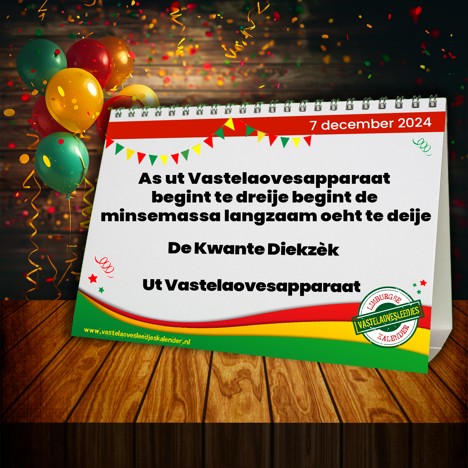 As ut Vastelaovesapparaat begint te dreije begint de minsemassa langzaam oeht te deije