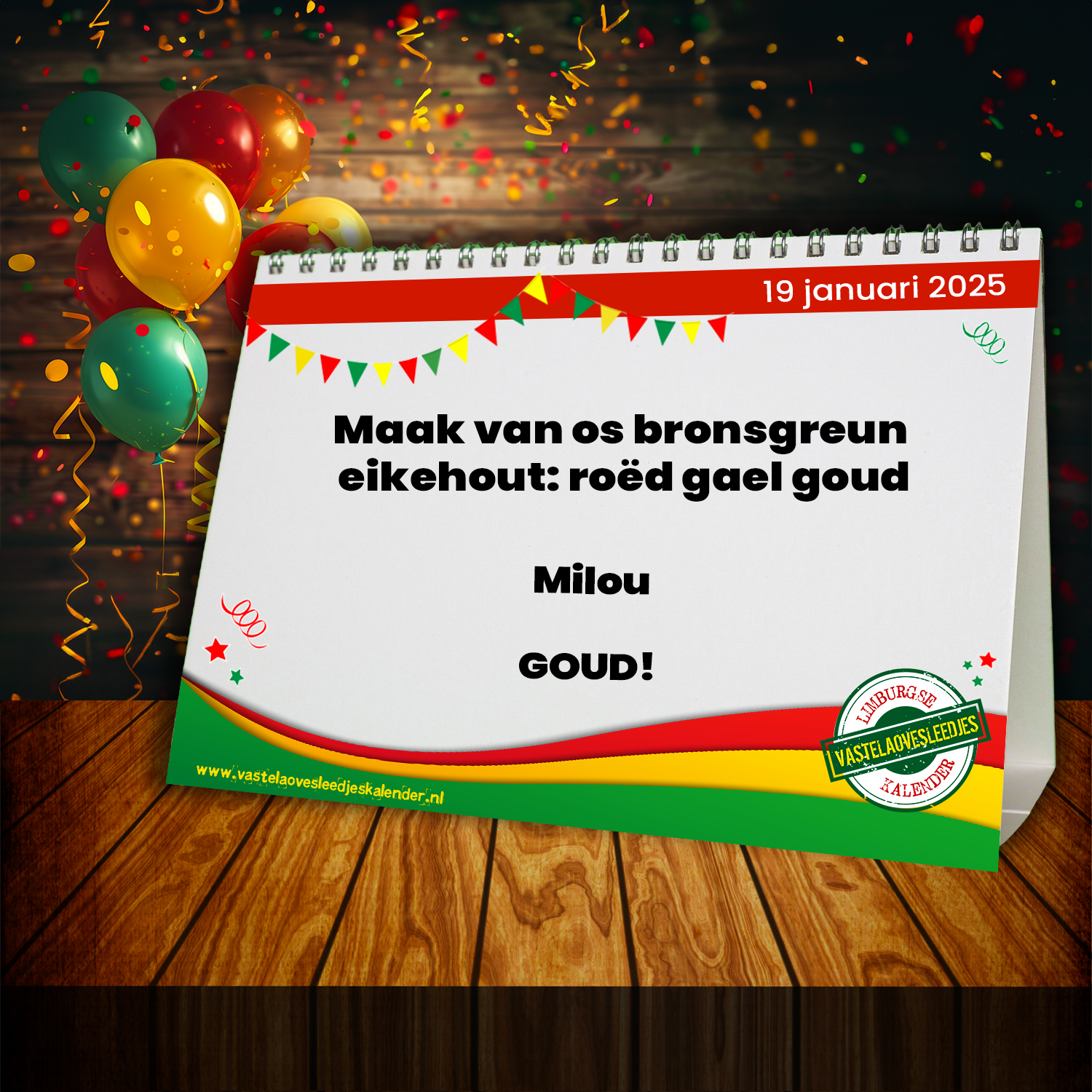 Maak van os bronsgreun eikehout: roëd gael goud