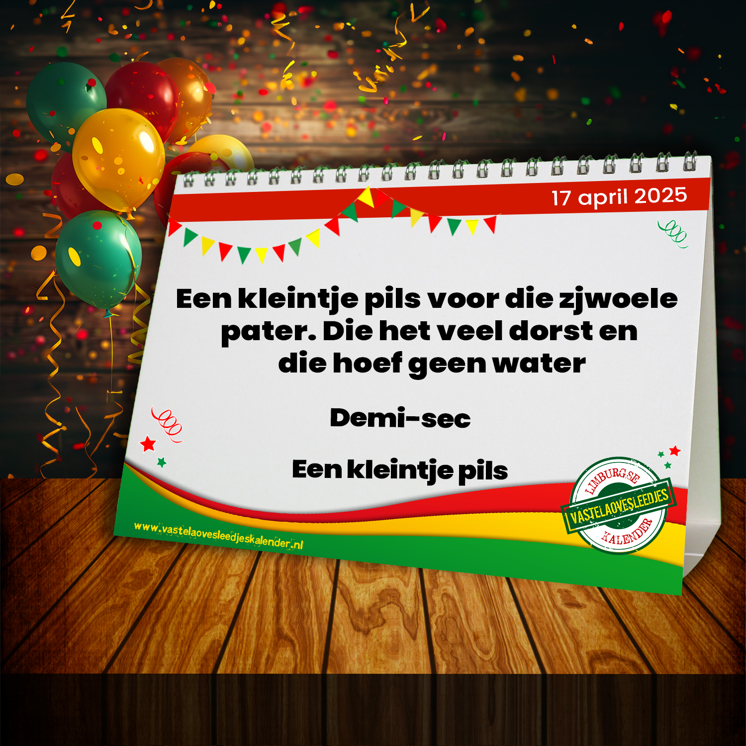 Een kleintje pils voor die zjwoele pater. Die het veel dorst en die hoef geen water