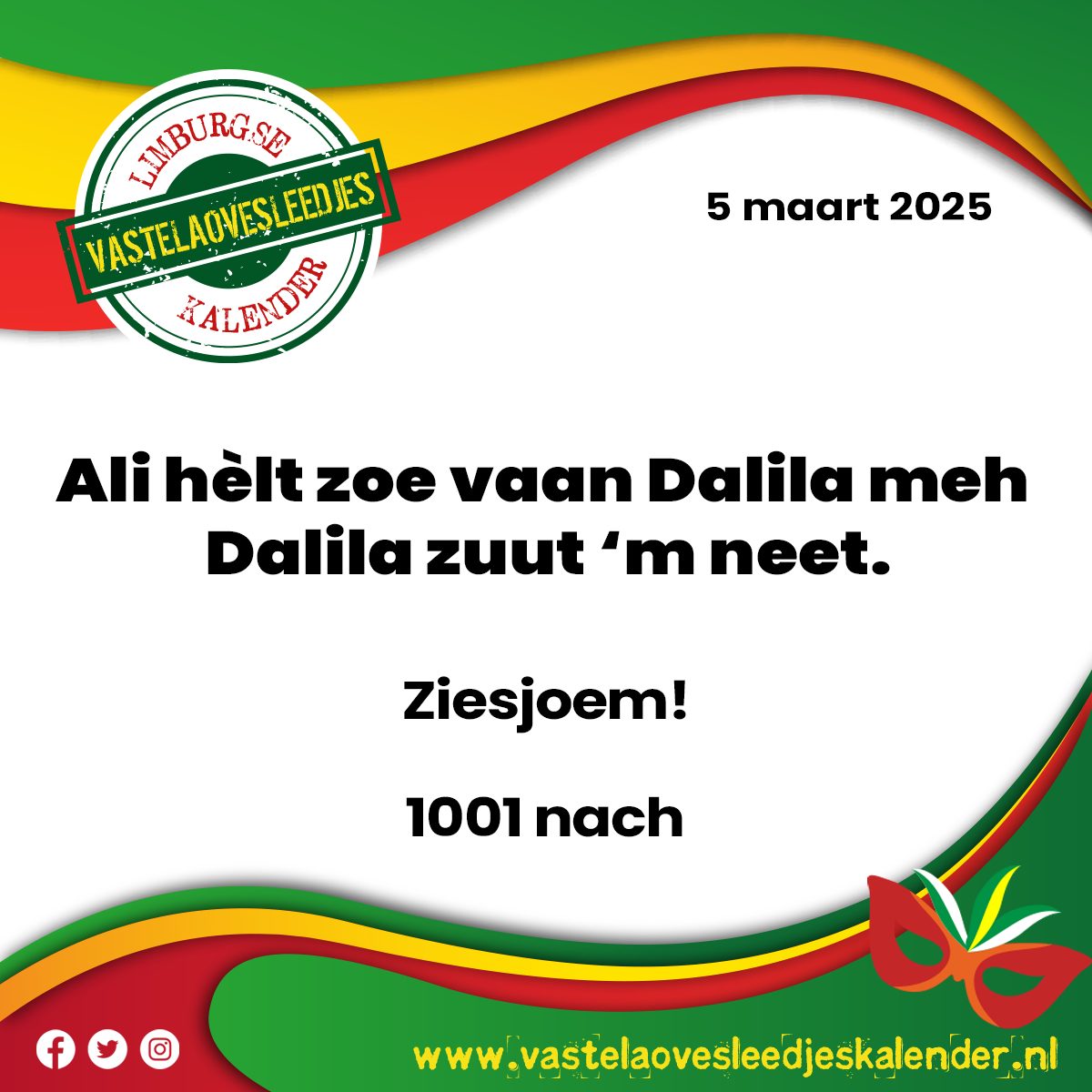 Ali hèlt zoe vaan Dalila meh Dalila zuut ‘m neet.